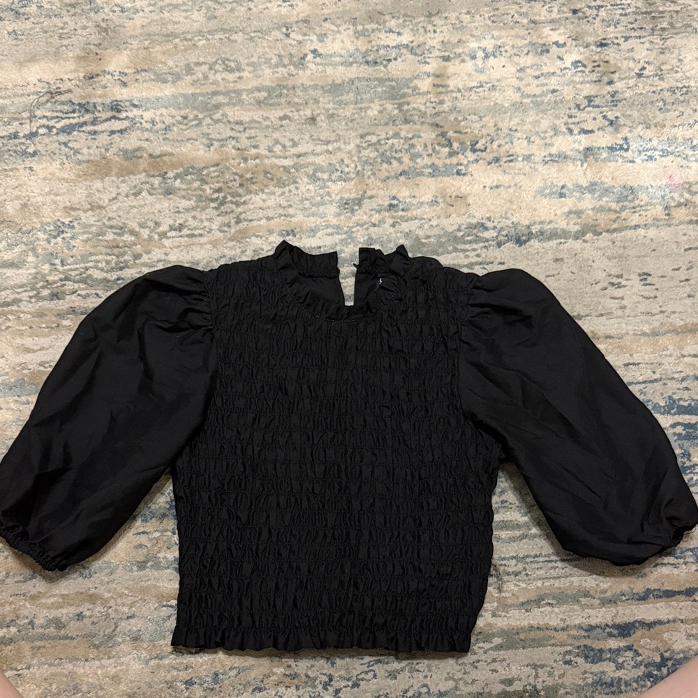 H&M Black Puff Sleeve Blouse